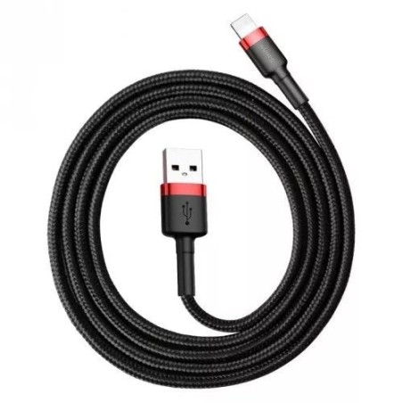 Cable baseus calklf-c19 (lightning m - usb 2.0 m, 2m, black and red color)