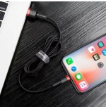 Cable baseus calklf-c19 (lightning m - usb 2.0 m, 2m, black and red color)