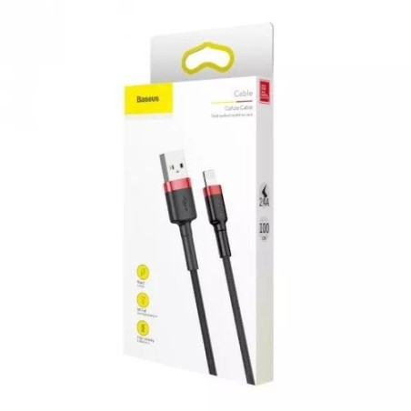 Cable baseus calklf-c19 (lightning m - usb 2.0 m, 2m, black and red color)