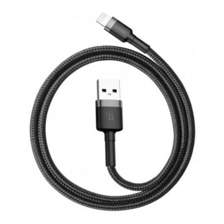 Baseus cable usb 2.0 lightning 1.5a 2m (gris y negro)