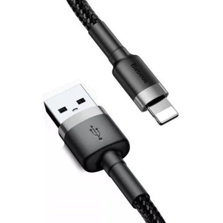 Baseus cable usb 2.0 lightning 1.5a 2m (gris y negro)