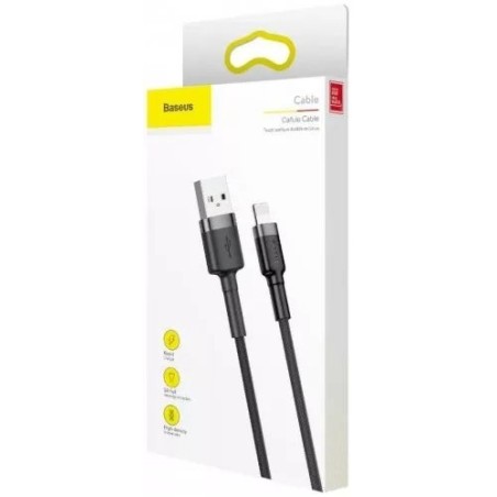 Baseus cable usb 2.0 lightning 1.5a 2m (gris y negro)