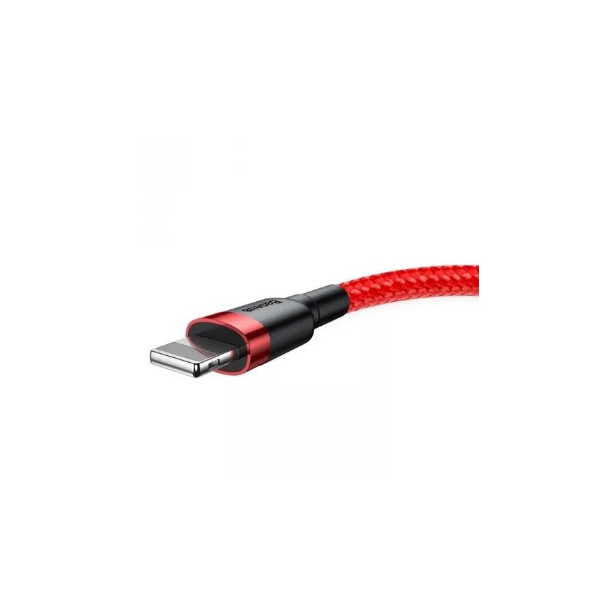 Cable de carga / datos baseus cafule usb a lightning 2.4a 0.5m, rojo-rojo