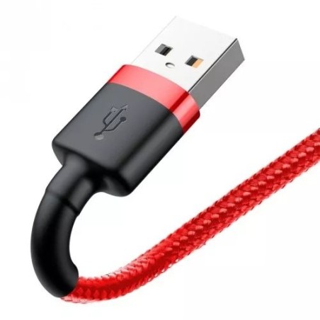 Cable de carga / datos baseus cafule usb a lightning 2.4a 0.5m, rojo-rojo