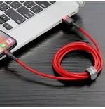 Cable de carga / datos baseus cafule usb a lightning 2.4a 0.5m, rojo-rojo