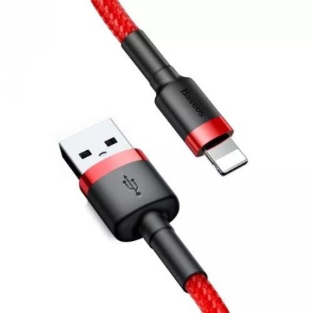 Cable de carga / datos baseus cafule usb a lightning 2.4a 0.5m, rojo-rojo