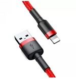 Cable de carga / datos baseus cafule usb a lightning 2.4a 0.5m, rojo-rojo