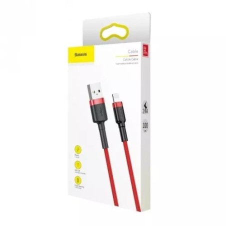 Cable de carga / datos baseus cafule usb a lightning 2.4a 0.5m, rojo-rojo