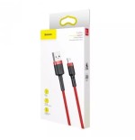 Cable de carga / datos baseus cafule usb a lightning 2.4a 0.5m, rojo-rojo