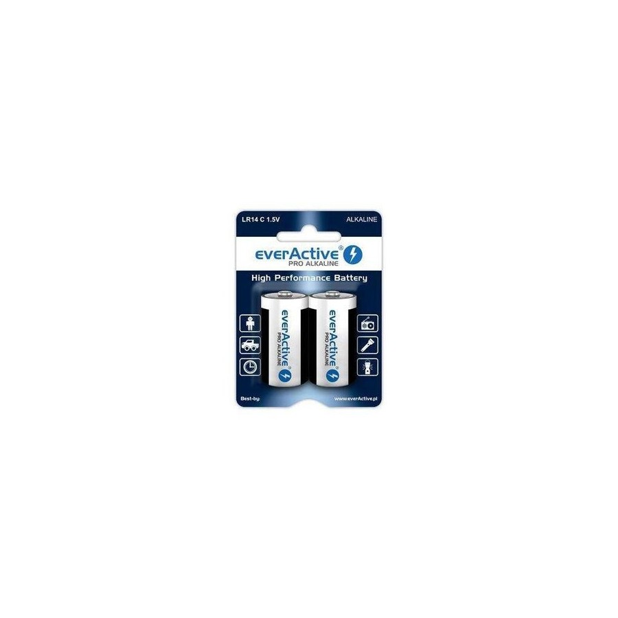 Pilas alcalinas everactive pro alkaline lr14 c - blíster - 2 piezas