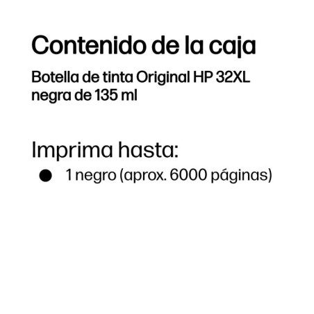 Botella de tinta original hp 32 xl alta capacidad negro