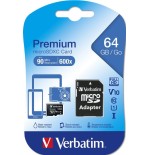Verbatim premium micro sdxc 64gb cl10 uhs-1 44084