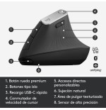 Ratón logitech vertical mx hasta 4000 dpi - 910-005448