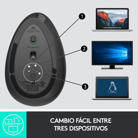 Ratón logitech vertical mx hasta 4000 dpi - 910-005448