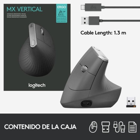 Ratón logitech vertical mx hasta 4000 dpi - 910-005448