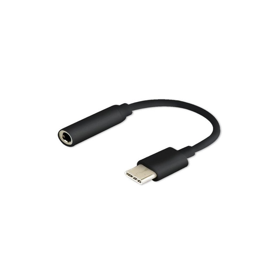 Adaptador savio ak-35 / b toma tipo c - jack estéreo 3 5 mm 0 12 m color negro
