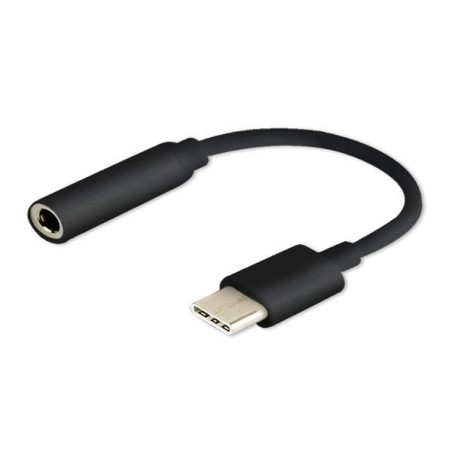 Adaptador savio ak-35 / b toma tipo c - jack estéreo 3 5 mm 0 12 m color negro