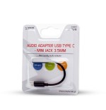 Adaptador savio ak-35 / b toma tipo c - jack estéreo 3 5 mm 0 12 m color negro