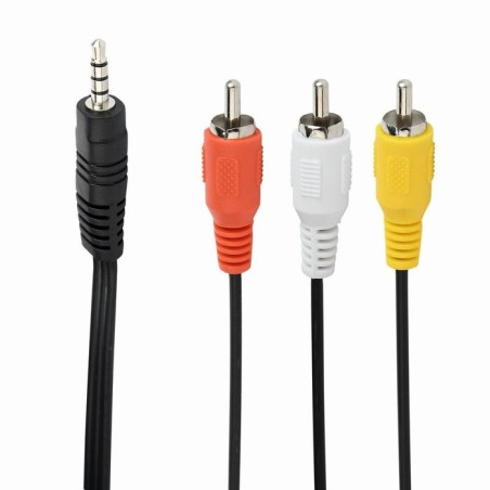 Gembird cca-4p2r-2m cable de audio jack 3.5 mm (4 pines) m / 3x rca (cinch) m, 2m, negro