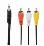 Gembird cca-4p2r-2m cable de audio jack 3.5 mm (4 pines) m / 3x rca (cinch) m, 2m, negro