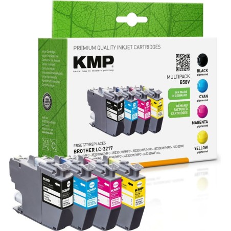 Cartucho kmp brother lc-3217va ldr multip. 4x550 s. b58v rellenado lc3217bk, lc3217c, lc3217m, lc3217y