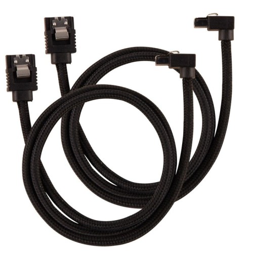 Cable sata premium corsair con conector de 90 °, paquete de 2 - negro