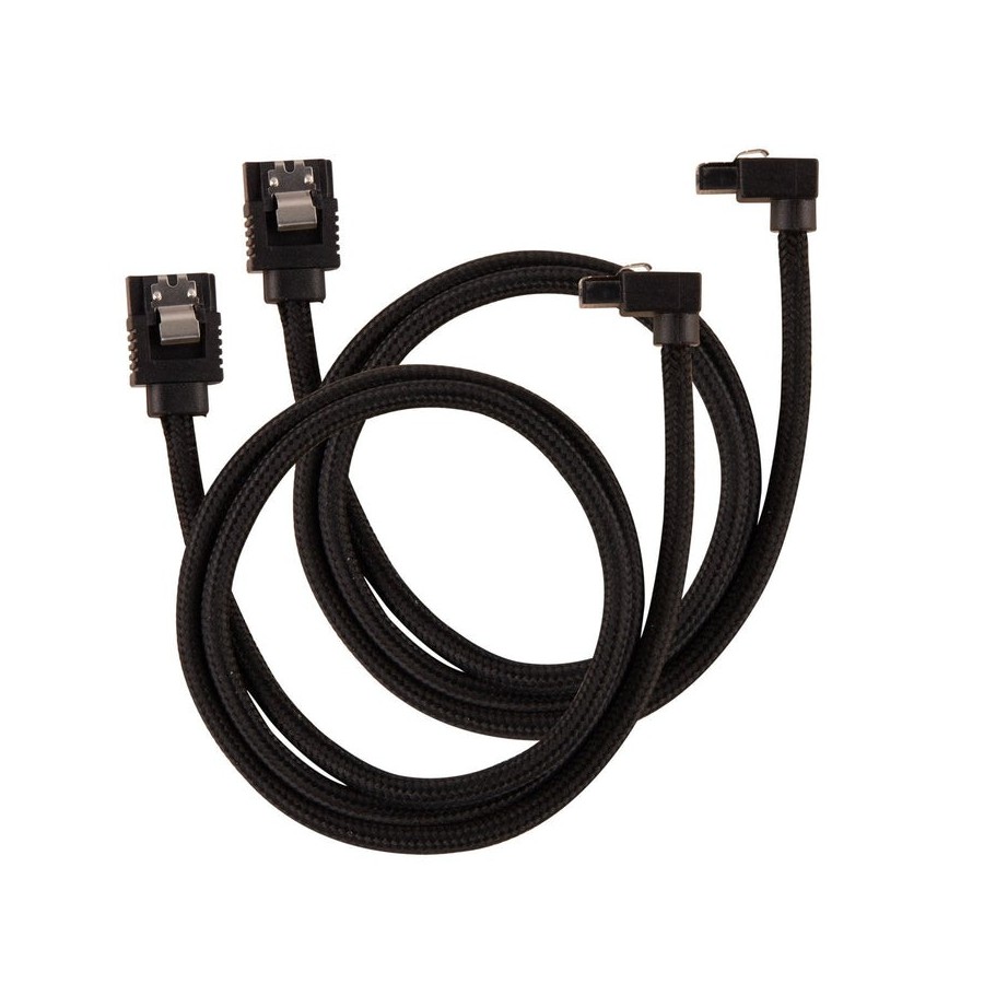 Cable sata premium corsair con conector de 90 °, paquete de 2 - negro