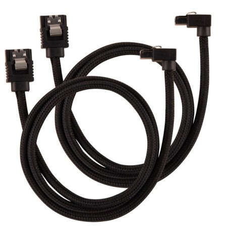 Cable sata premium corsair con conector de 90 °, paquete de 2 - negro