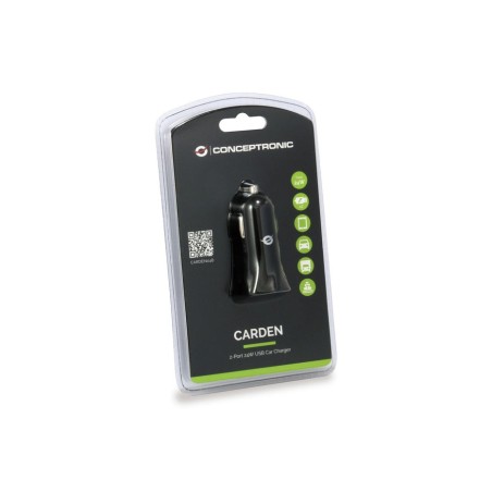 Cargador coche conceptronic carden04b 2puertos usb a  4.8a  24w