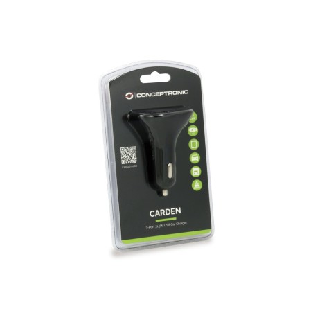 Cargador coche conceptronic carden06b  3 puertos usb a ( 2 p 5v/2.4a   1p 5v/1.5a ) 31.5w