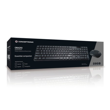 Conceptronic orazio teclado (aleman) + raton rf , qwerty, negro