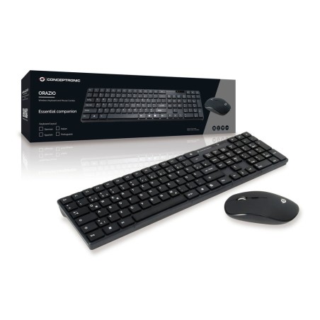 Conceptronic orazio teclado (aleman) + raton rf , qwerty, negro