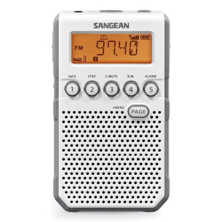 Sangean dt-800 blanco radio digital bolsillo am fm con rds pantalla lcd batería recargable