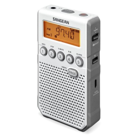 Sangean dt-800 blanco radio digital bolsillo am fm con rds pantalla lcd batería recargable