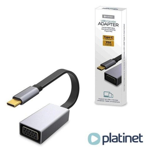 Platinet adaptador multimedia type-c a vga 1080 60