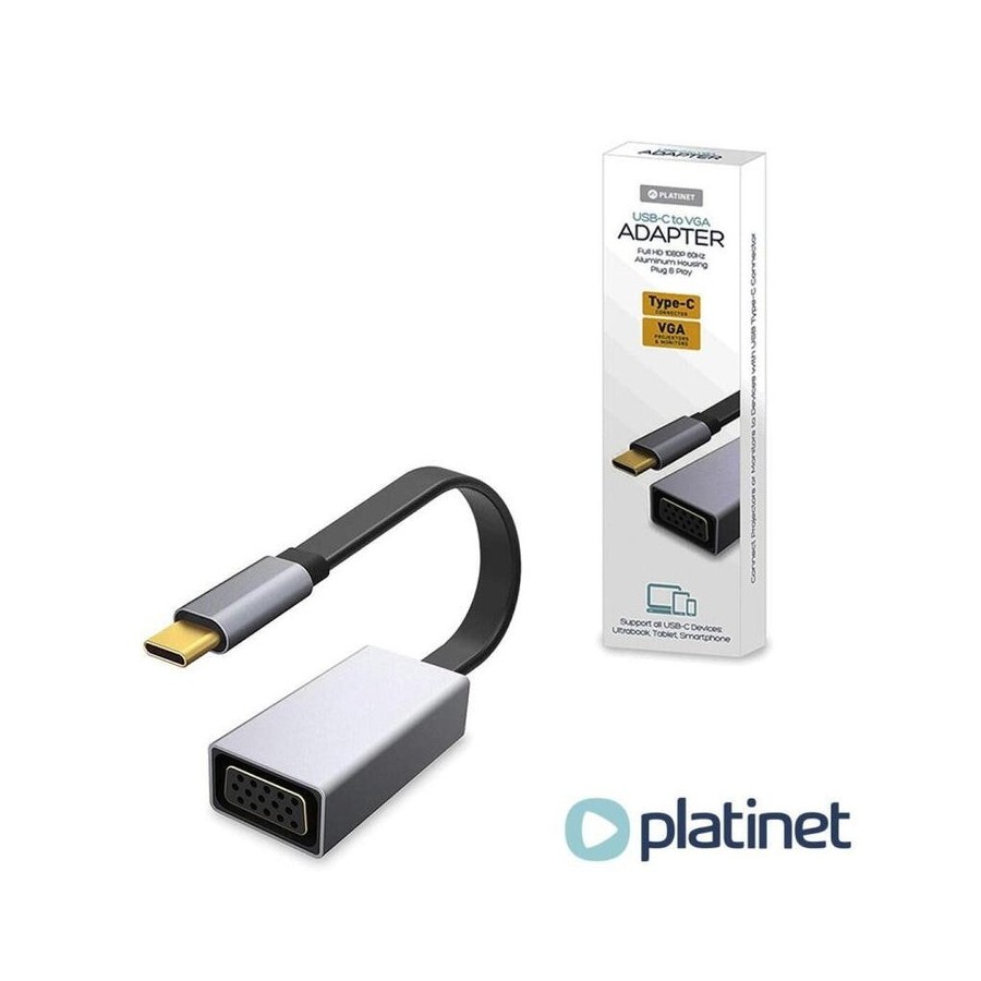 Platinet adaptador multimedia type-c a vga 1080 60