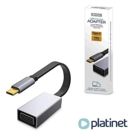 Platinet adaptador multimedia type-c a vga 1080 60