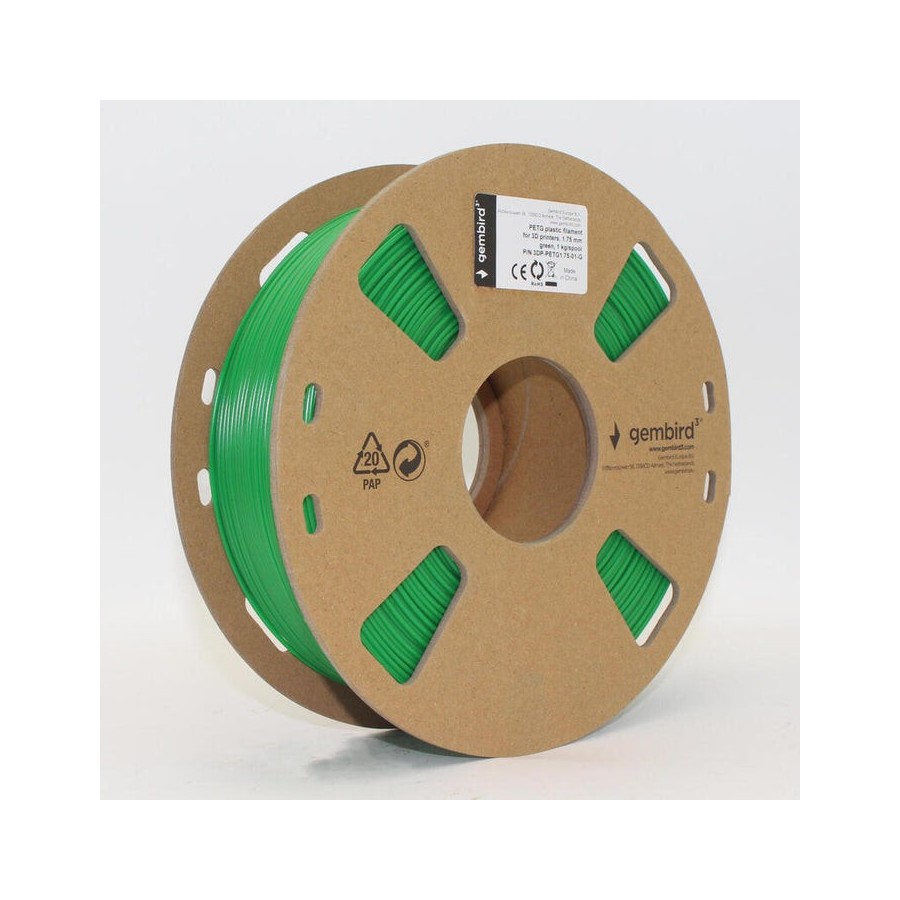 Gembird bobina de filamento petg 1.75mm 1kg verde