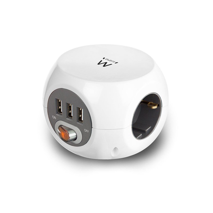 Ewent ew3939 regleta cubo 3 tomas/3 usb blanco
