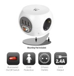 Ewent ew3939 regleta cubo 3 tomas/3 usb blanco