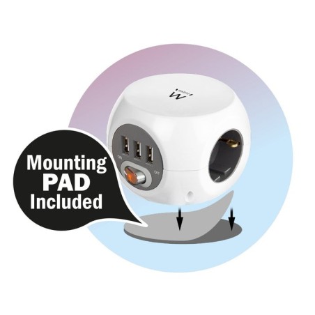Ewent ew3939 regleta cubo 3 tomas/3 usb blanco