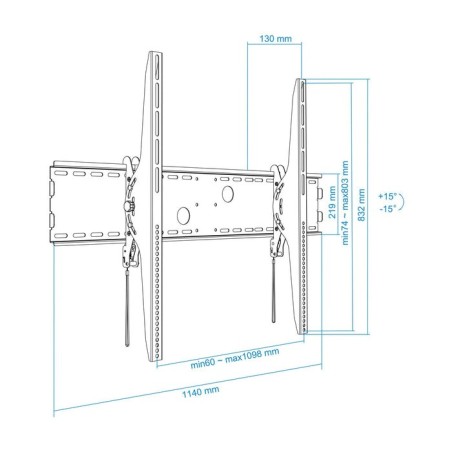 Tooq soporte fijo de pared para tv de 60"-100" - inclinable - peso max 130kg - vesa 1000x800mm - negro