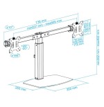 Tooq soporte de mesa para 2 monitores de 17"-27" - regulacion de altura por piston de gas - gestion de cables - peso