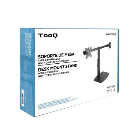 Tooq soporte de mesa para 2 monitores de 17"-27" - regulacion de altura por piston de gas - gestion de cables - peso