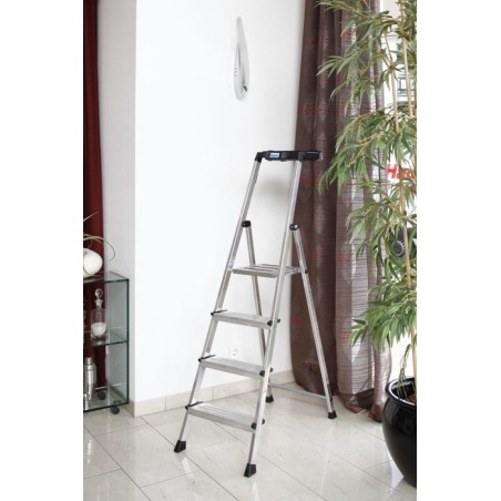 Escalera 4 peldaños de aluminio krause secury 126528