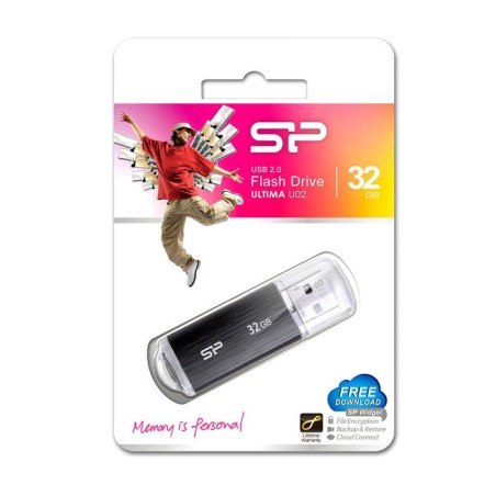 Pendrive silicon power 32gb usb 2.0 u02 negro sp032gbuf2u02v1k