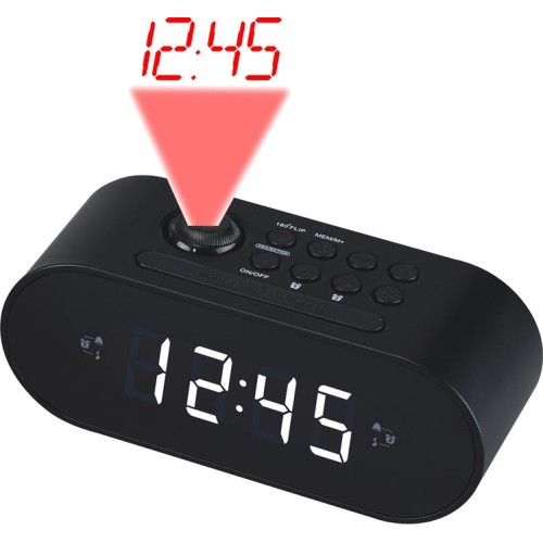 Denver radio despertador crp-717 radio fm proyeccion alarma dual pantalla led 0.9 color negro