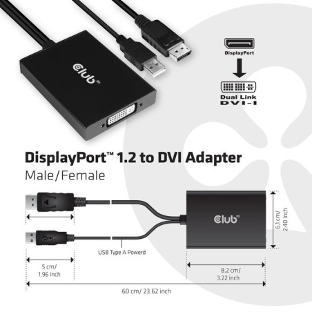 Club3d cac-1010 displayport/usb dvi-i daul link negro, blanco