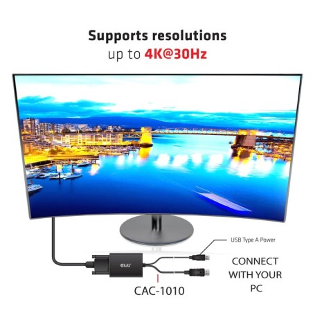 Club3d cac-1010 displayport/usb dvi-i daul link negro, blanco