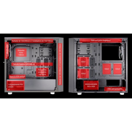 Caja pc talius atx gaming auriga cristal templado usb 3.0